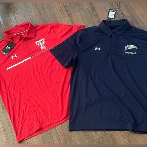 Under Armour Men's UA Team Polo Shirts,Red&Navy,L!NWT